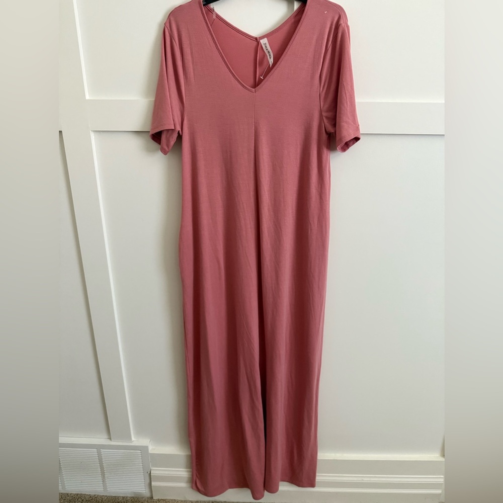 V-Neck Pink Dress